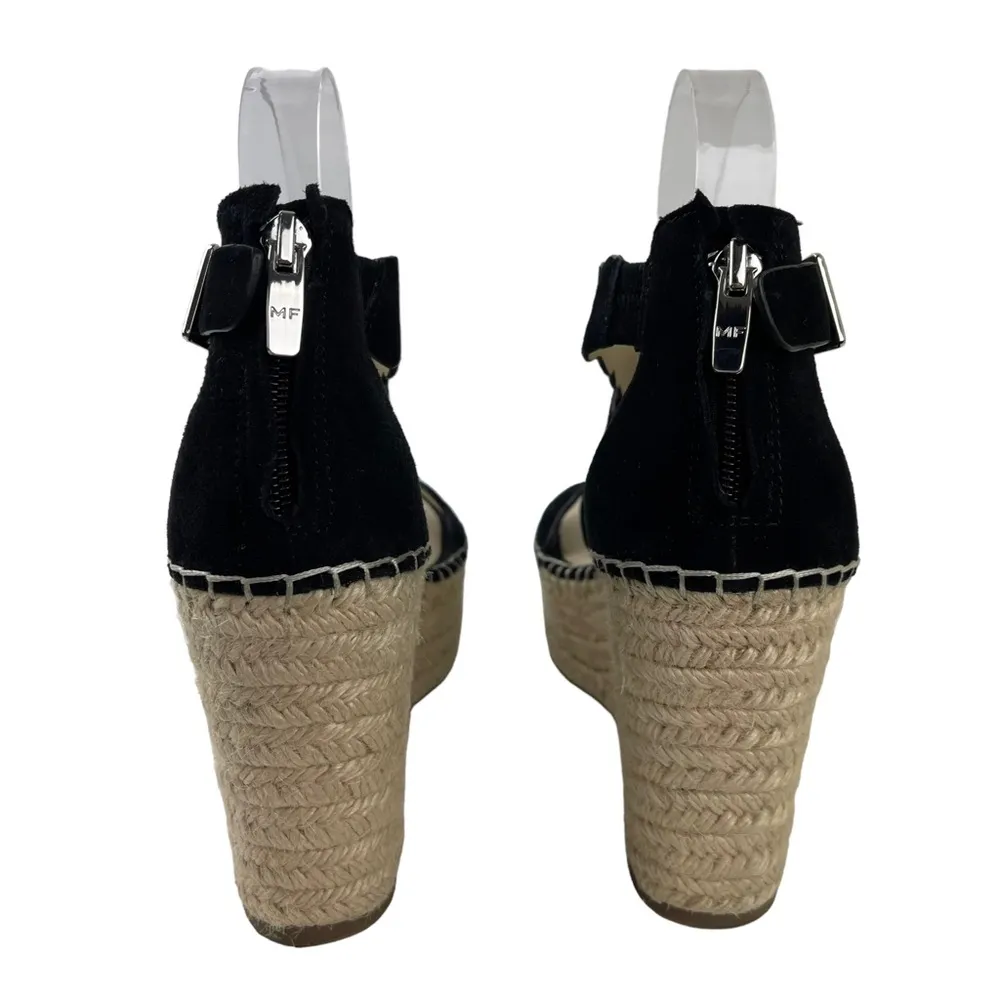 Marc Fisher Calita Black Suede Scalloped Crisscross Platform Espadrille Wedge 7M - Image 14