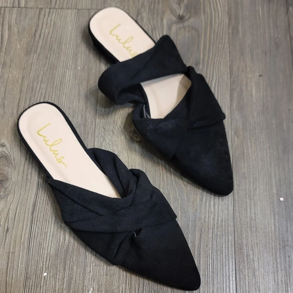 Lulus Black Lusly Suede Pointed Toe Mule Slides 6.5 - Image 8