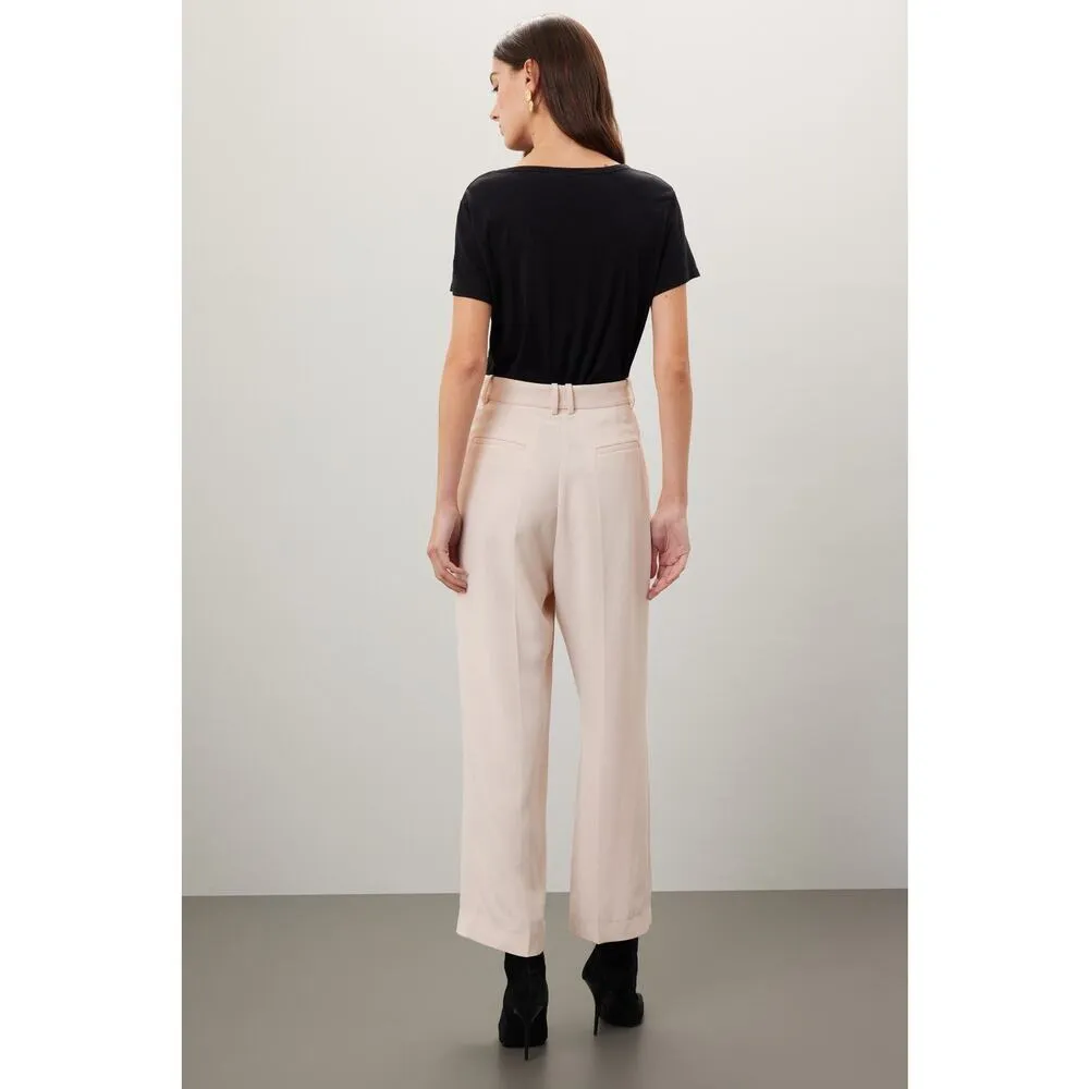 BA&SH Off-White Crepe Pleated Front Zipper Oxford Style Shen Pants Size US 2 - Image 3