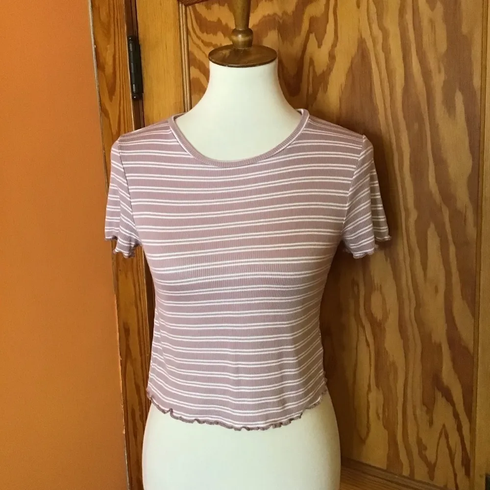 Live in the Moment Pink Striped Ribbed Tee • Lettuce Edge Top - Image 10