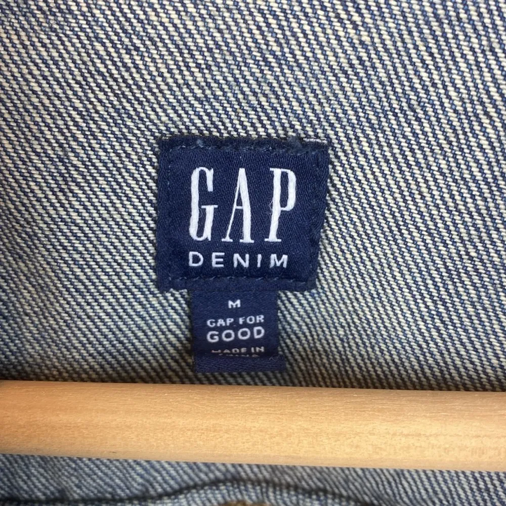 Gap Denim Blue Trucker Button Up Long Sleeve Jacket M - Image 3
