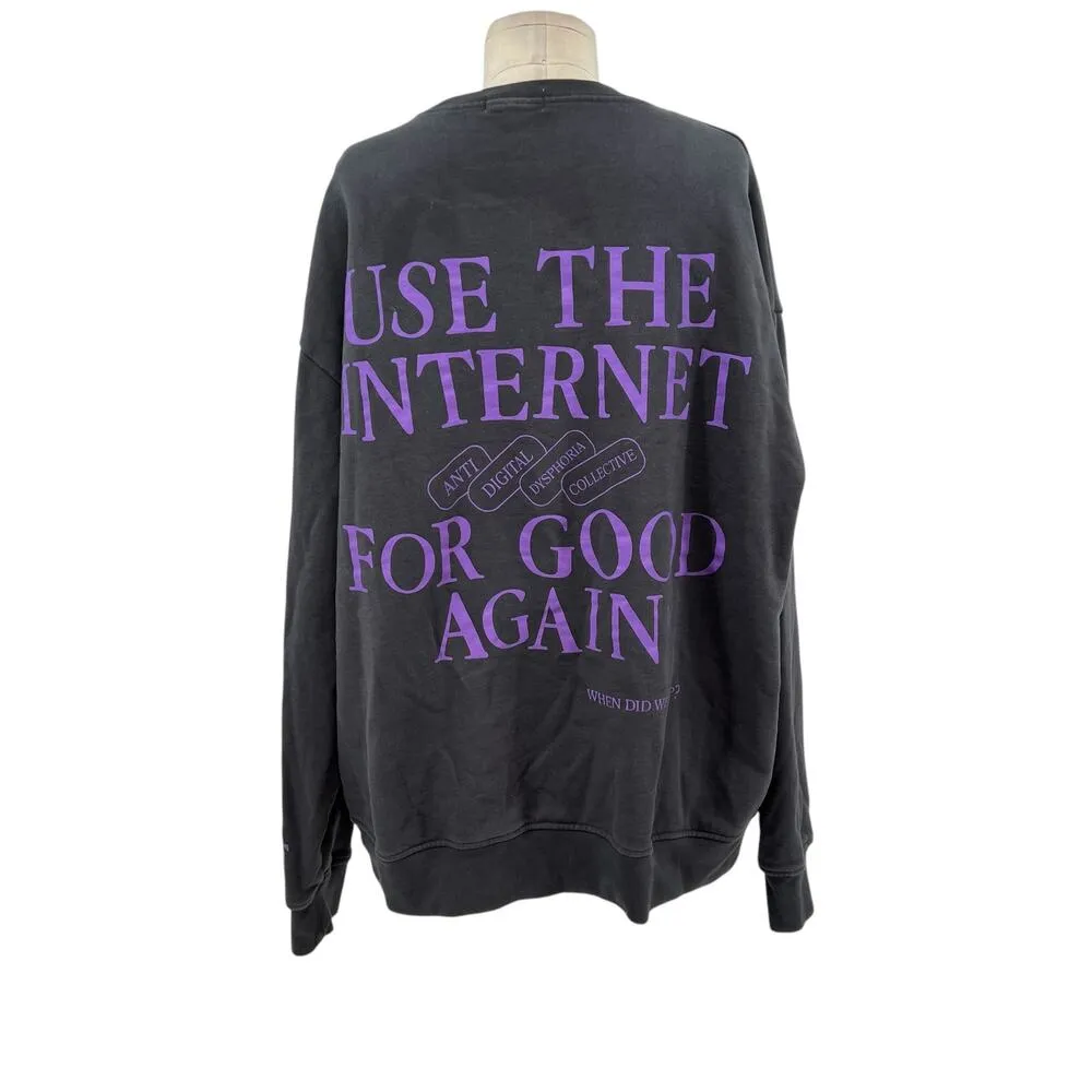 The Mayfair Group Anti Digital Dysphoria Collective Crewneck Sweatshirt One Size Gray Size undefined - Image 8