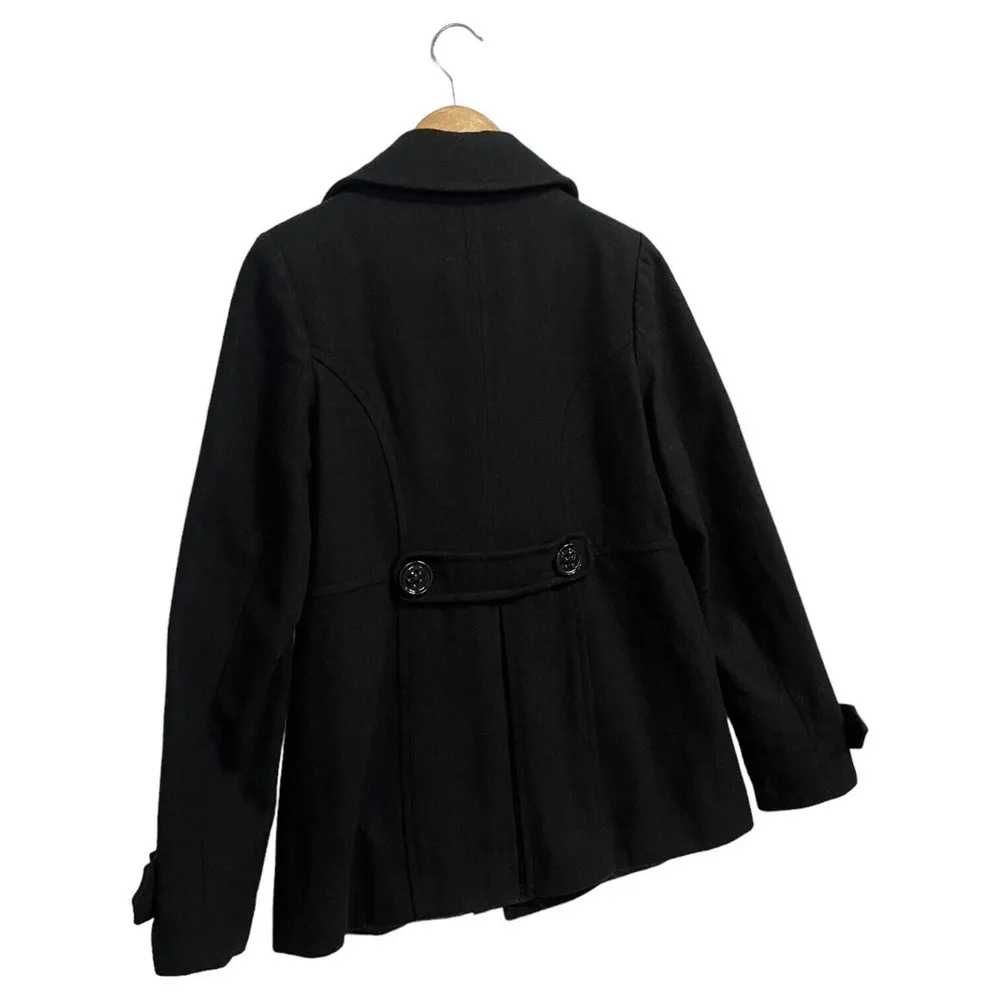 Paper Doll Womens Large Wool Pea Coat Double Breasted Notched Collar Lined Black - Image 12