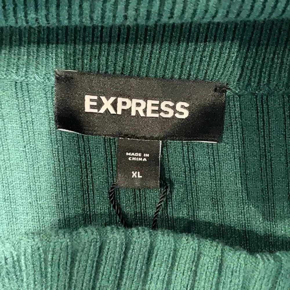 Express Emerald Green Ribbed Midi Skirt with Slit Elastic Stretchy Size XL NWT - Image 3