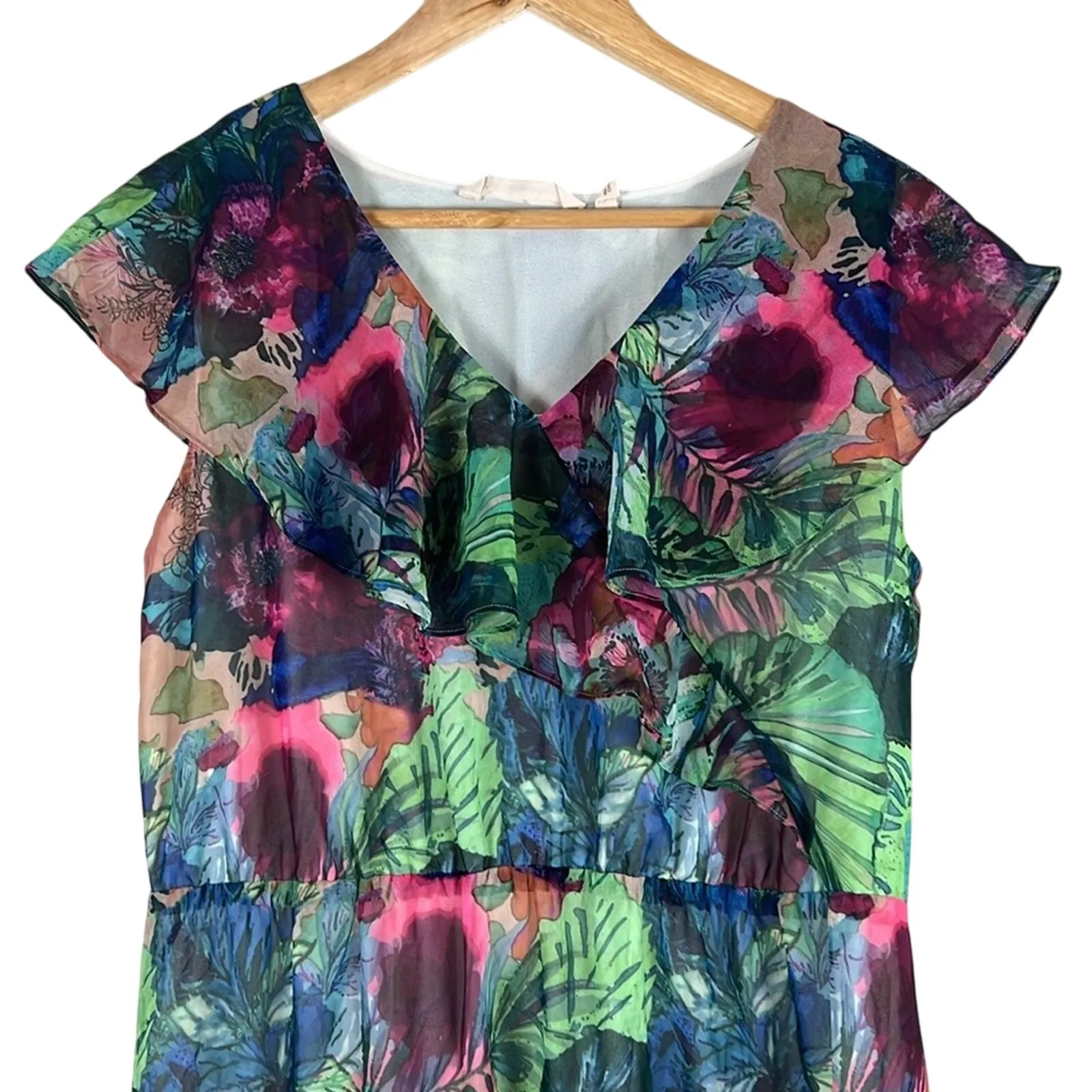 Soft Surroundings Ambrosia Maxi Dress Womens S Multicolor Floral Ruffle Tiered - Image 3