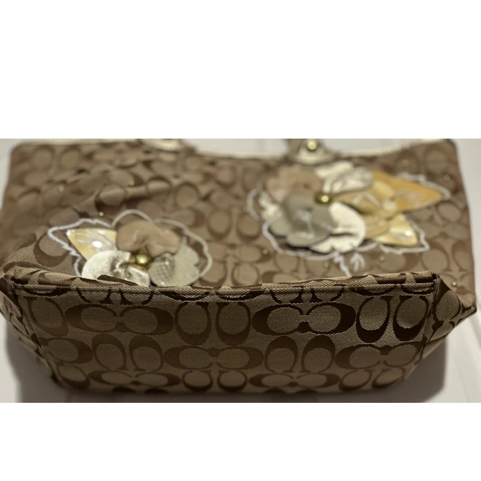 Coach‎ Signature Leather Floral Bleecker Canvas Satchel Bag F16276 - Image 3