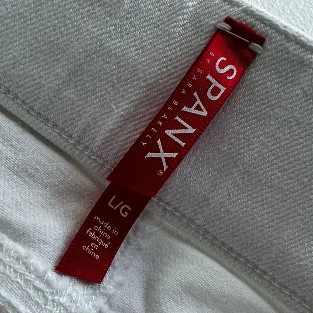 SPANX White Distressed Skinny Jeans Sz L - Image 5