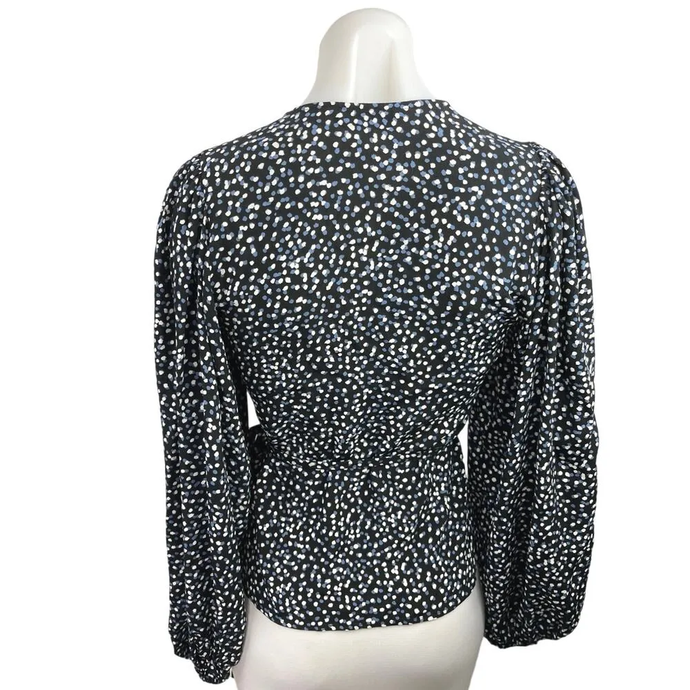 & Other Stories Ecovero Polka Dot V Neck Long Puff Sleeve Wrap Blouse Top Size 0 - Image 6