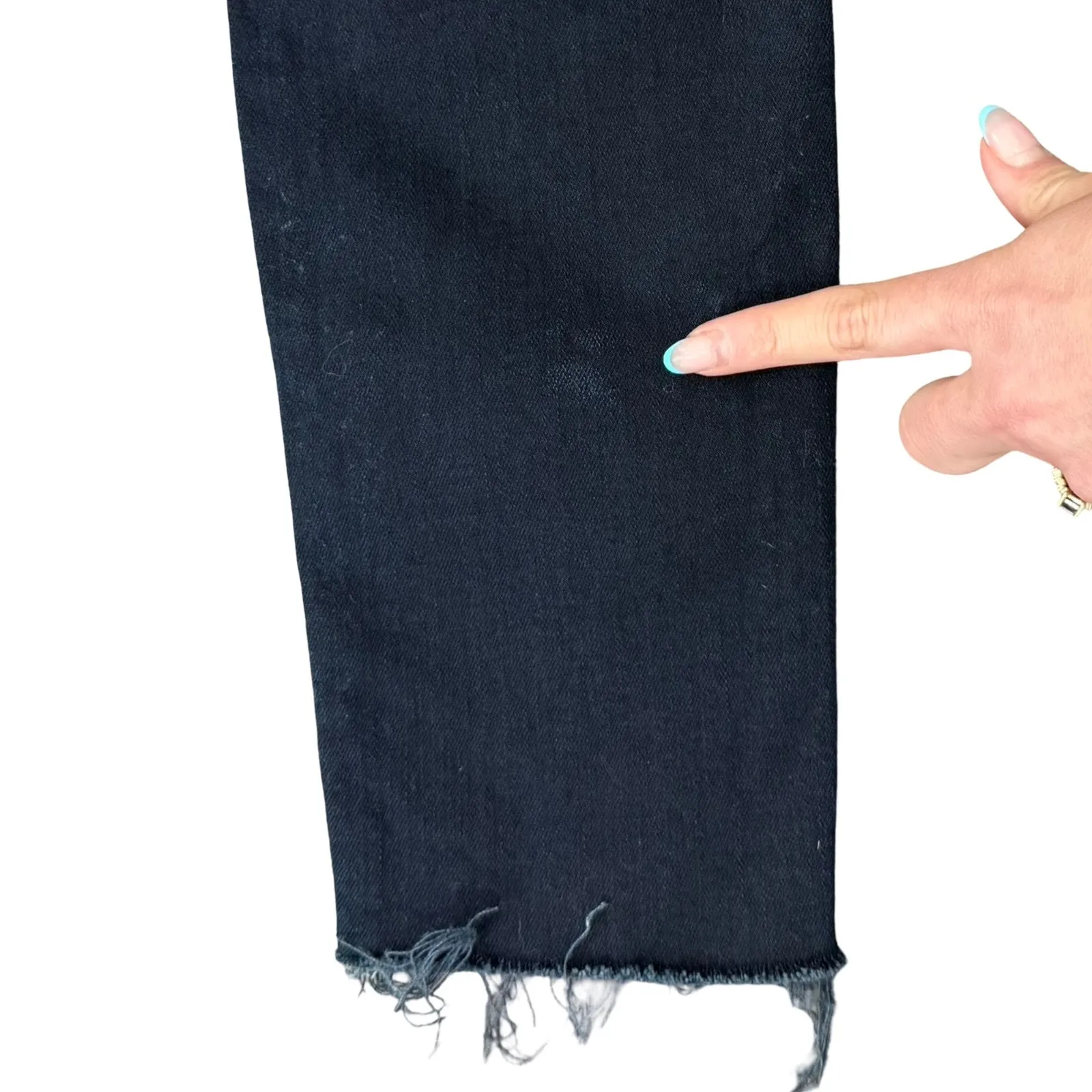 Mother Pixie Ankle Fray Holding Hands Dark Wash Button Fly Skinny Jeans size 24 Blue - Image 8