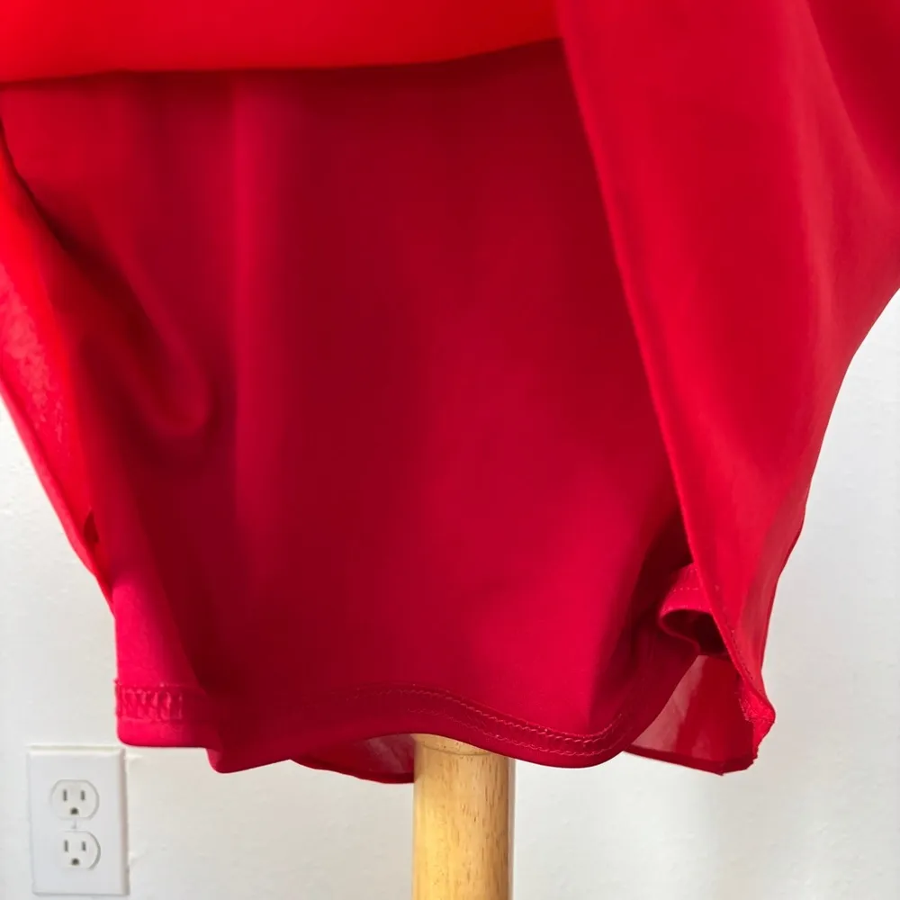 Vintage 90s Solid Bright Red Cowl Neck Cocktail Dress - Image 3