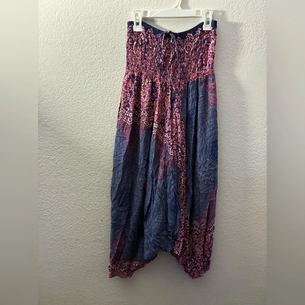 JIBJAAB Bohemian Multicolor Harem Festival Hippie Wide Leg Pants OS Blue Size undefined - Image 4