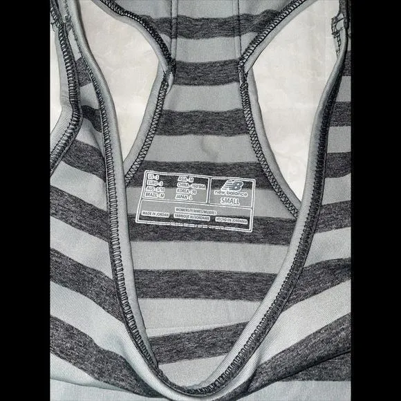 New Balance Lightning Dry Womens Top Purple Gray Racer Back Tank Striped‎ Size S - Image 2