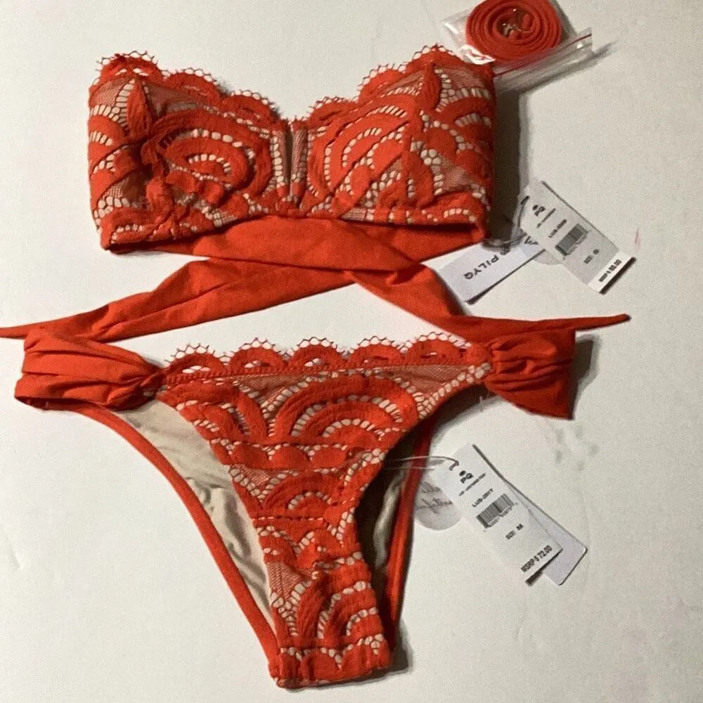 PilyQ New. PQ water lily lace v-wire bikini set. S-top/medium-bottom. Retails $168 - Image 5