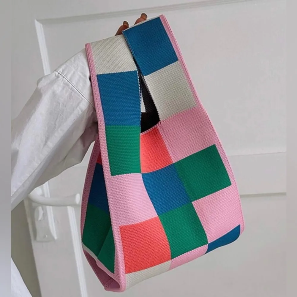 Multicolor Knit Bag, Double Handles - Image 5