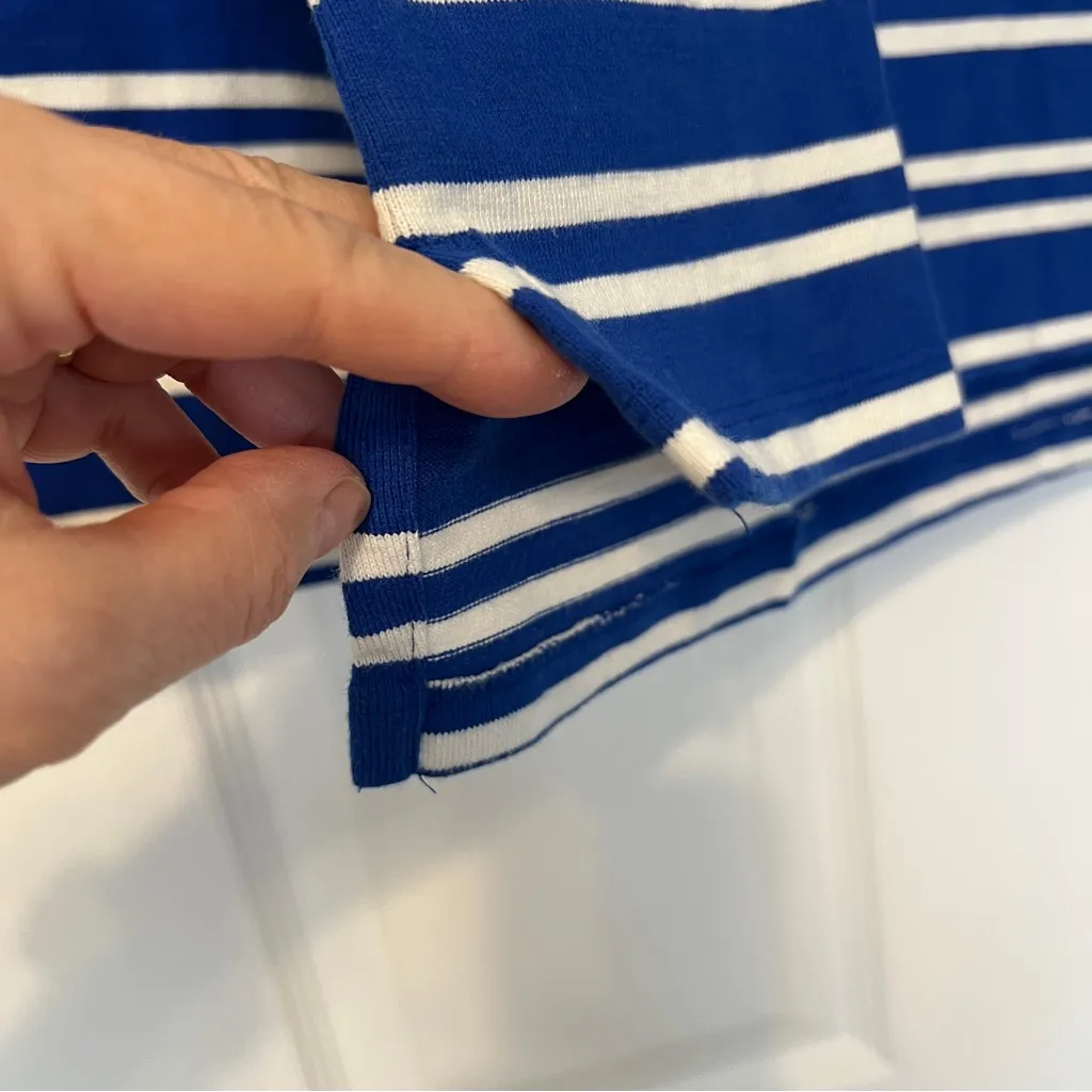 Talbots  blue white stripe mock neck long sleeve shirt medium - Image 6