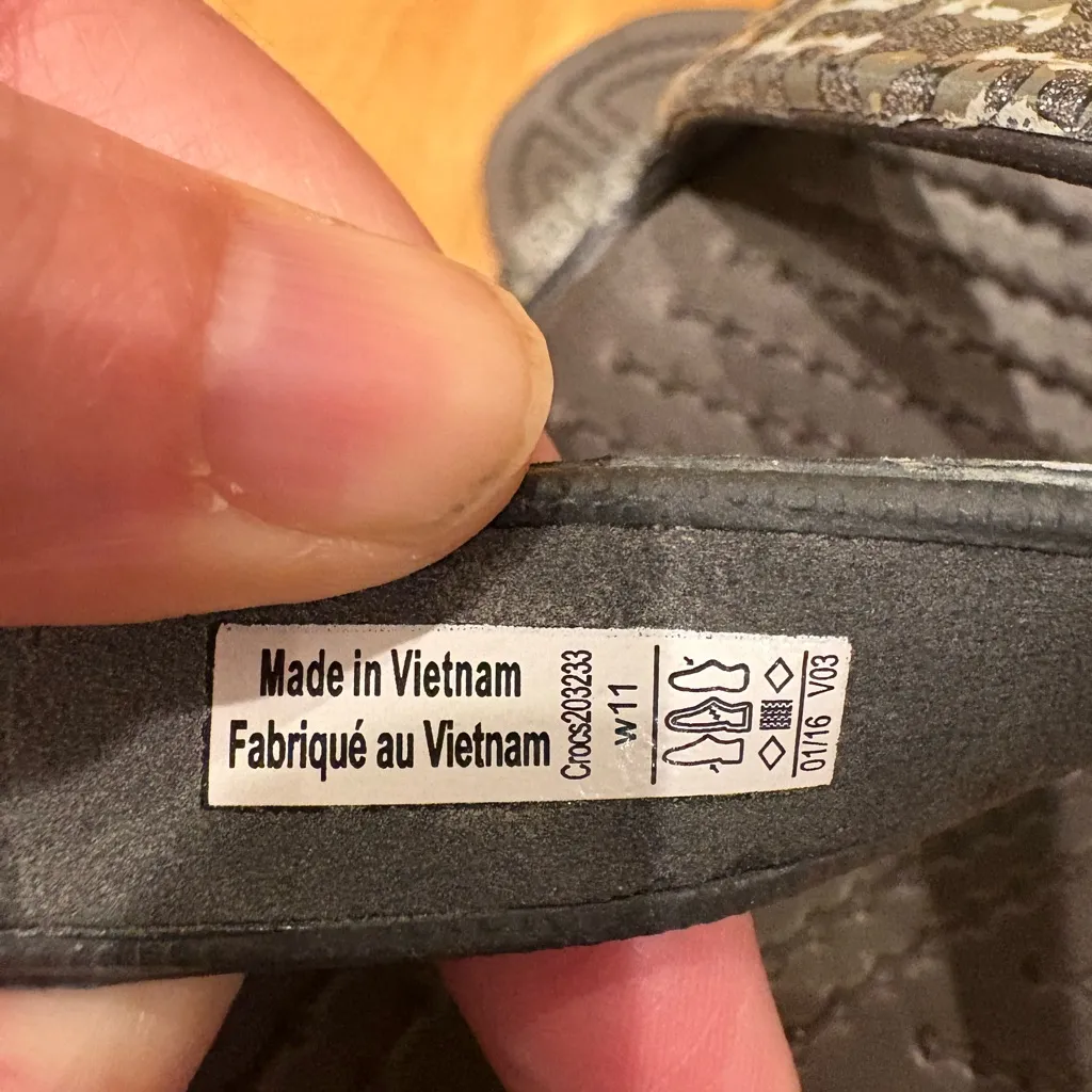 Crocs Cyprus IV Sparkle Leopard Heels Sandals sz 11 gray black brown - Image 5