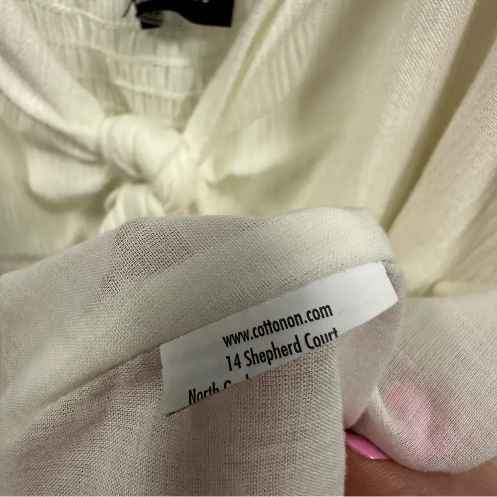 Cotton On White Tie Front Empire Waist Sleeveless Flowy Mini Dress Womens Large - Image 8