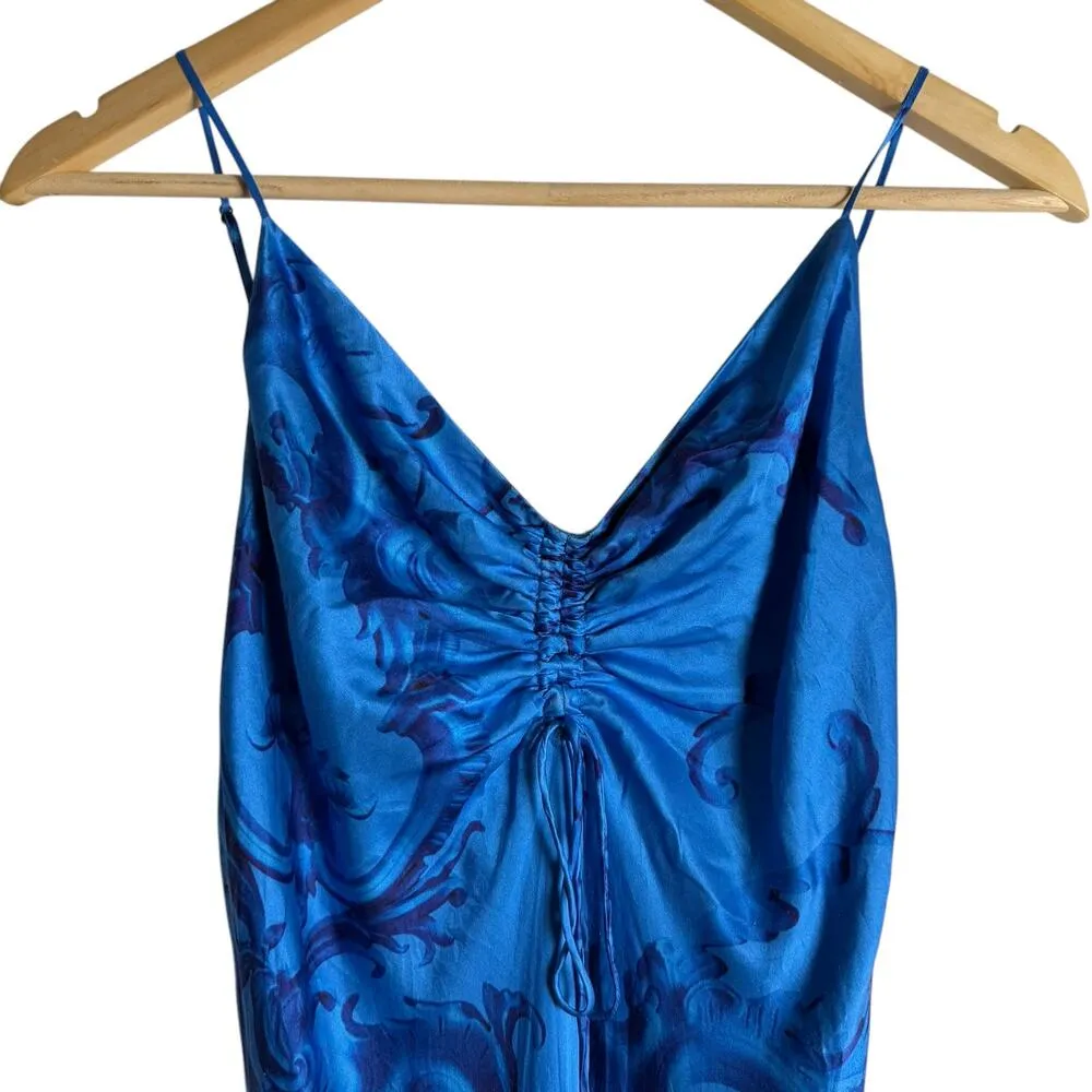 AllSaints Alexia Isabella Blue Tie Dye Asymmetric Sleeveless Midi Dress Size 4 - Image 7