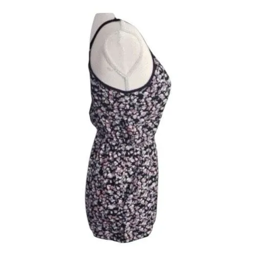 Women Romper Size 8 Black Floral Spaghetti-Straps Side Pockets Summer Sleeveless - Image 4