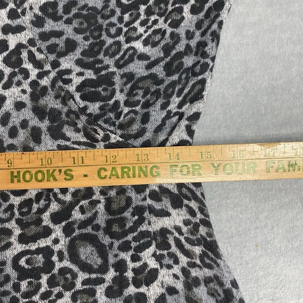 SPENSE Medium Faux Wrap Heather Gray Animal Print Dress Casual Dinner Romantic 2 - Image 14