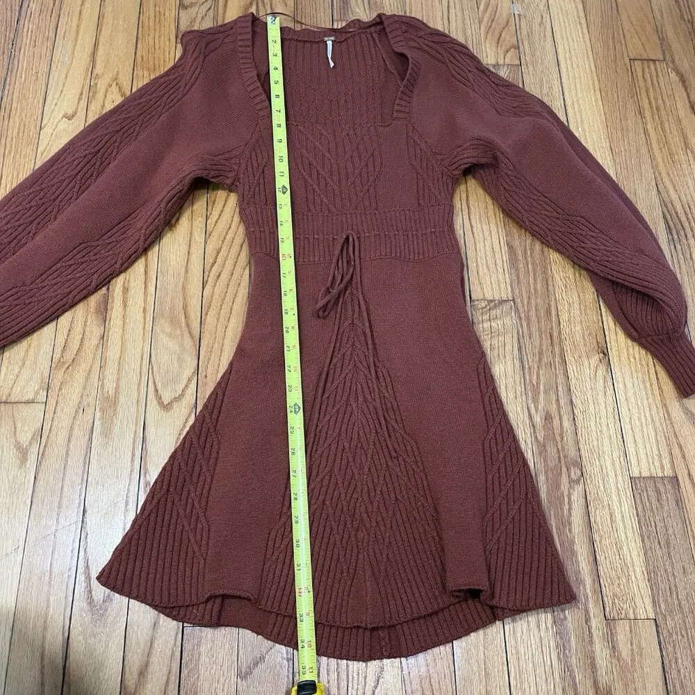 Free People‎ Emmaline Mini Sweater Dress Cut Out Back in Burnt Orange Small - Image 9