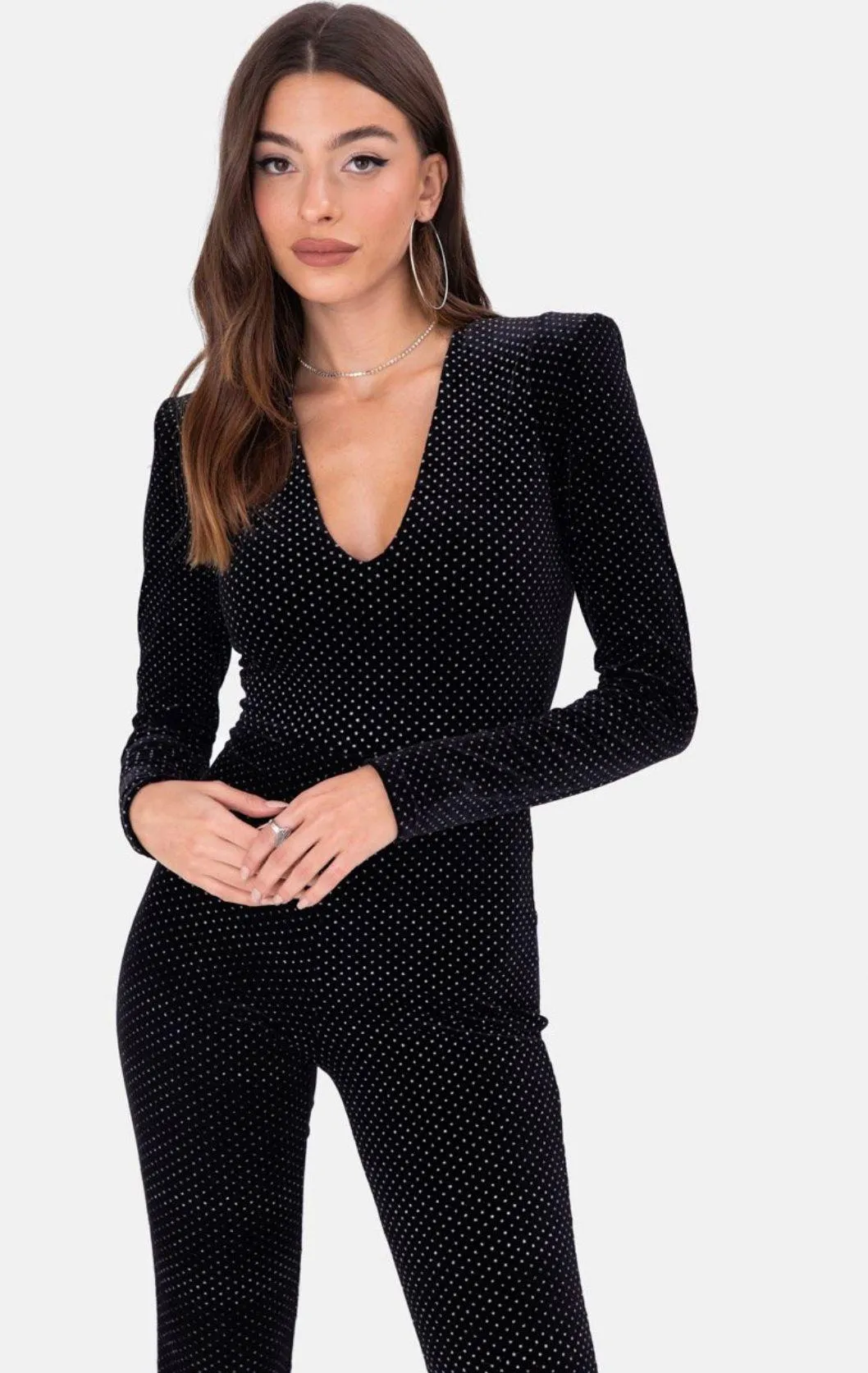 Adika Rhinestone Velvet Jumpsuit - Image 2