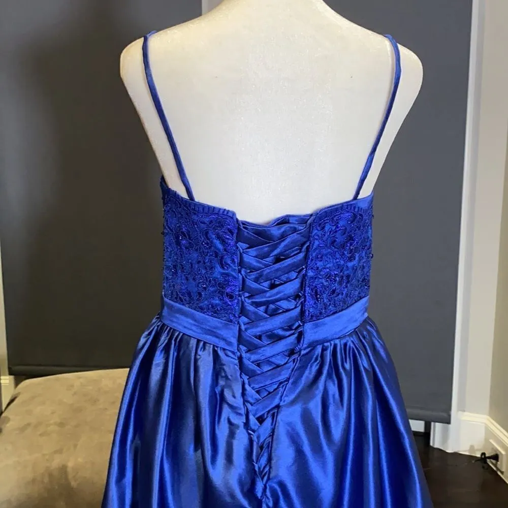Women’s Spaghetti Strap Full Length Corset Back Party Prom Dress Size L *READ Blue Size L - Image 6