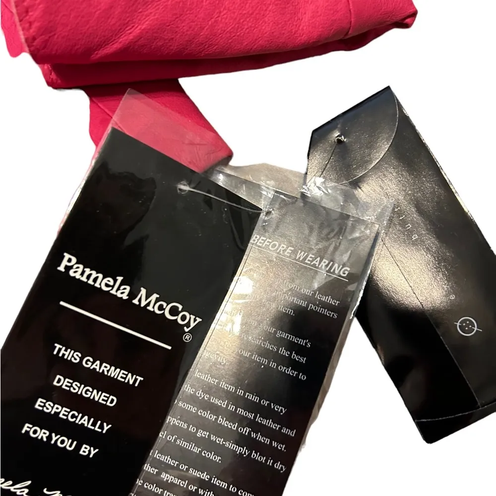 Pamela Mccoy Pink Leather Jacket size small nwt - Image 8