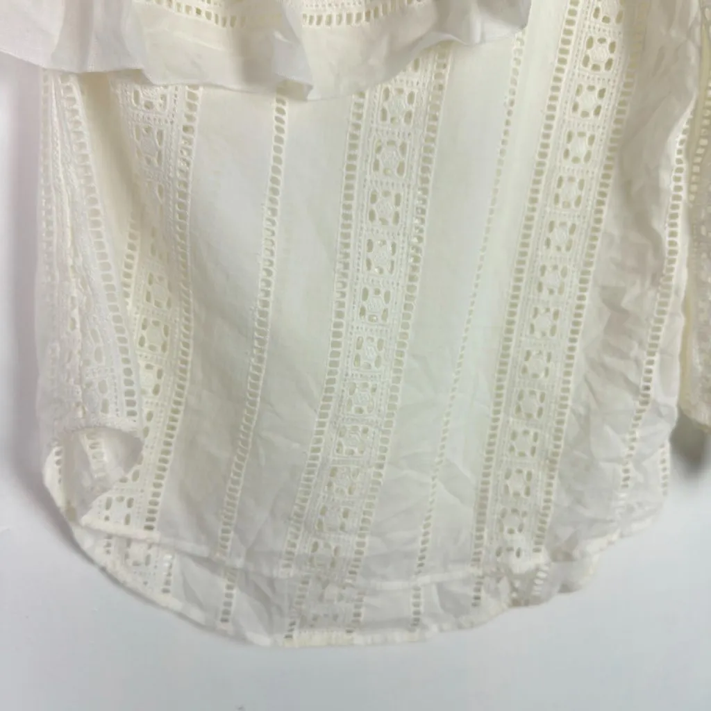 Veronica Beard Cruz Eyelet One Shoulder Top Ivory White Size 4 EUC - Image 5