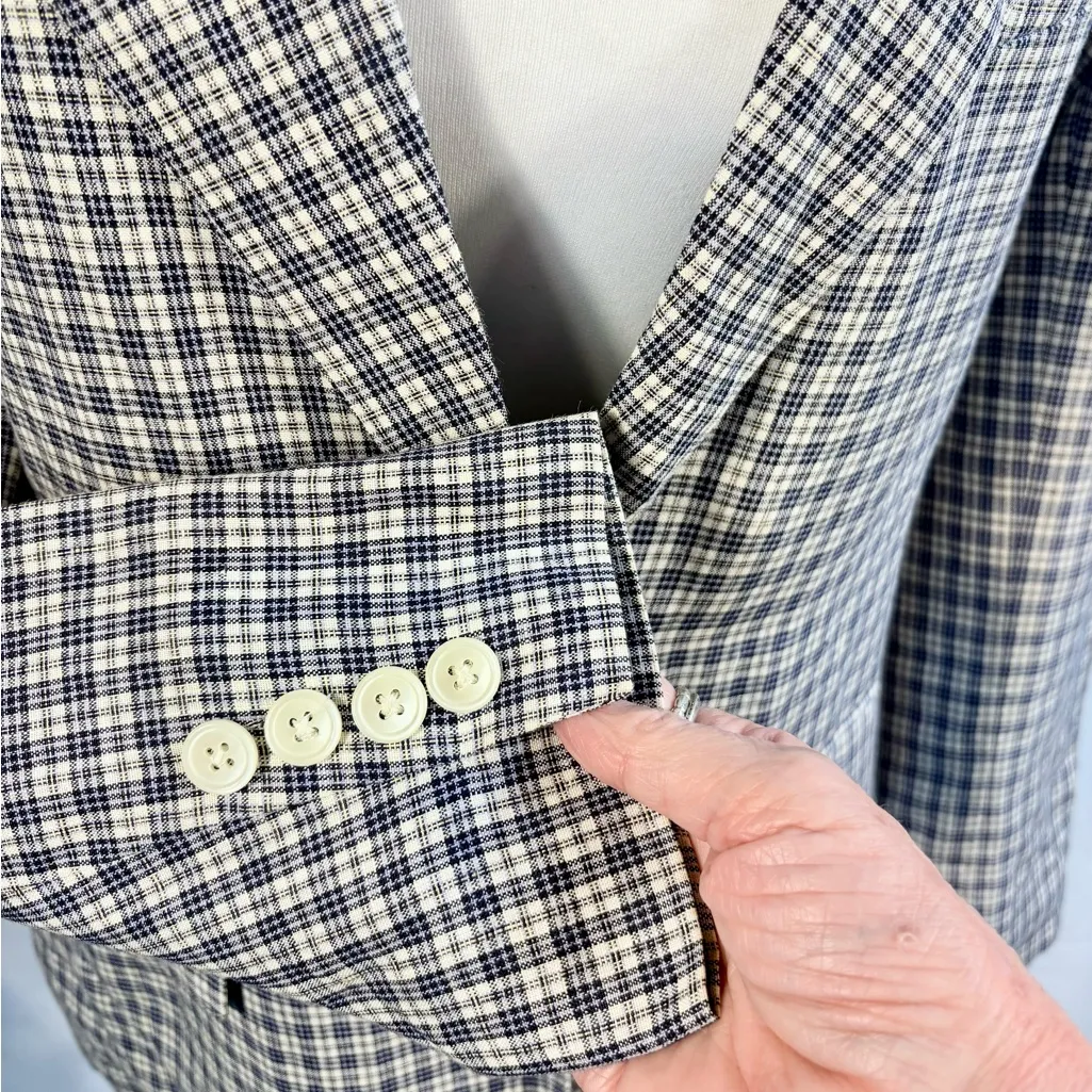 Vintage 90s Lauren Ralph Lauren Linen Plaid Tailored Blazer USA Size 6🧡 - Image 5
