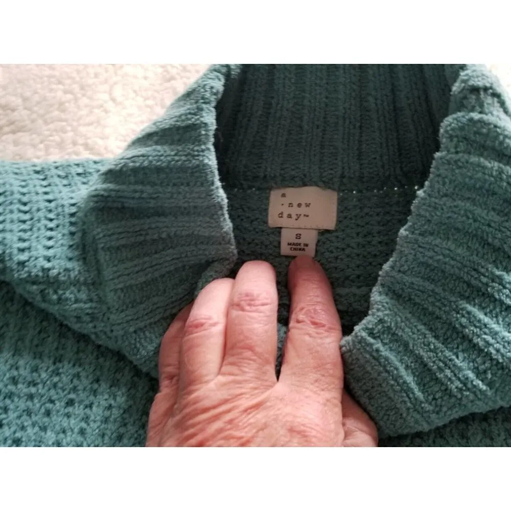 A New Day Mock Neck Waffle Knit Soft Sweater Top Dusty Green Womens Size S - Image 4