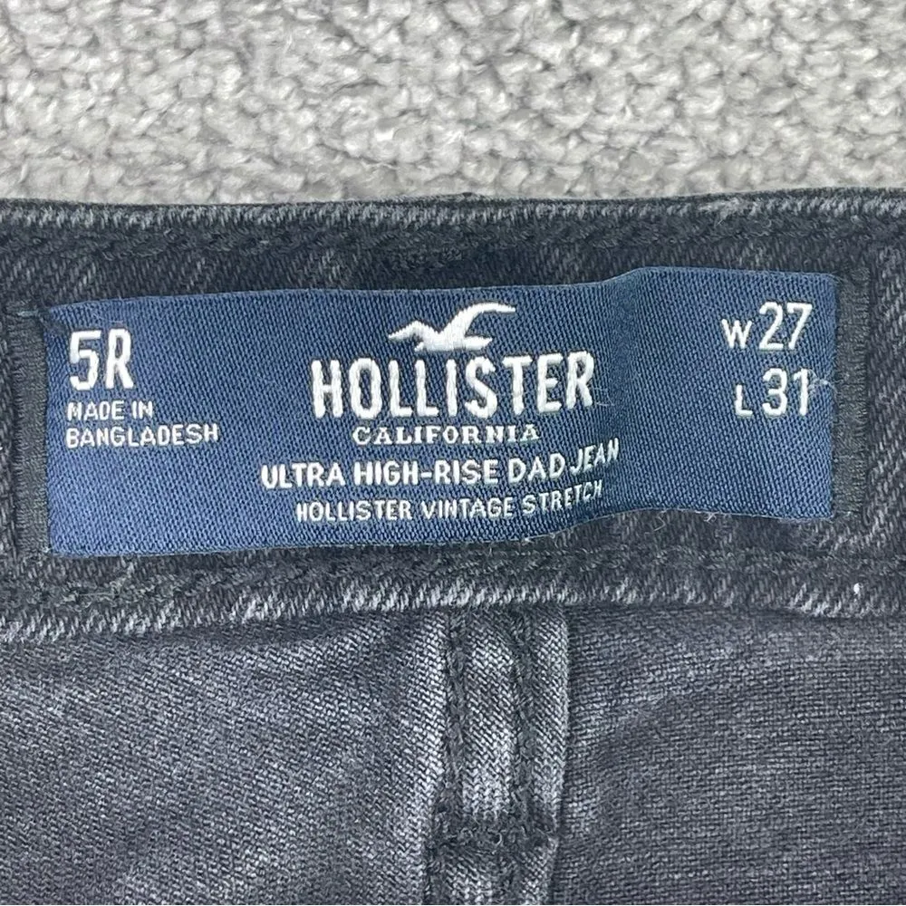 Hollister Dad Jean Women's 27 Black Straight High Rise Stretch - Image 4
