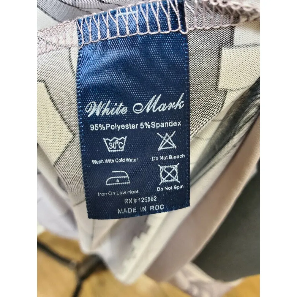 White Mark Women Multicolor Polyester Round Neck Long Sleeve Knee Length Dress M Size M - Image 9