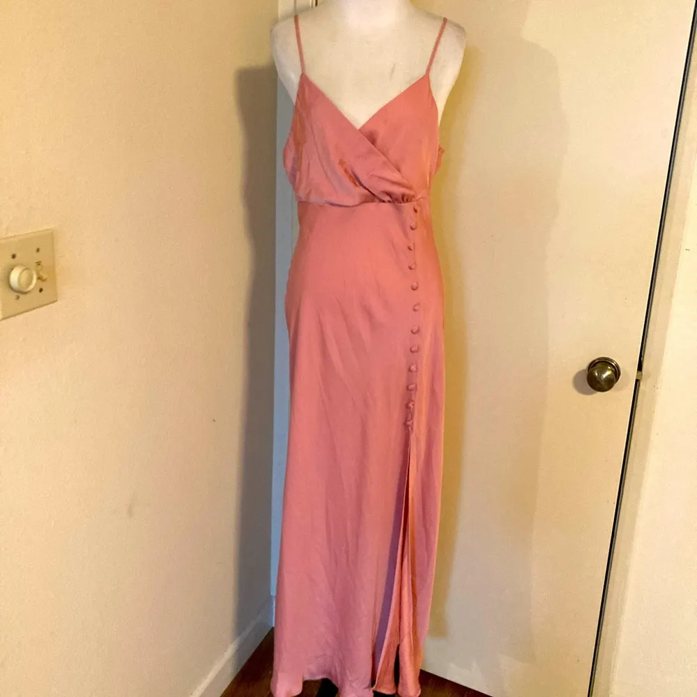 BLOGGERS FAVE!  ZARA SATIN EFFECT Buttoned Slip Midi Dress Dusty  Pink - Image 15