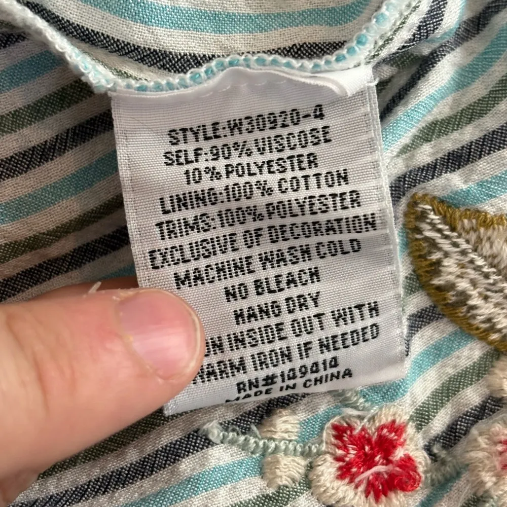 Johnny Was Workshop Cyrielle Effortless Boho Tank Dress StripedEmbroidered small - Image 11