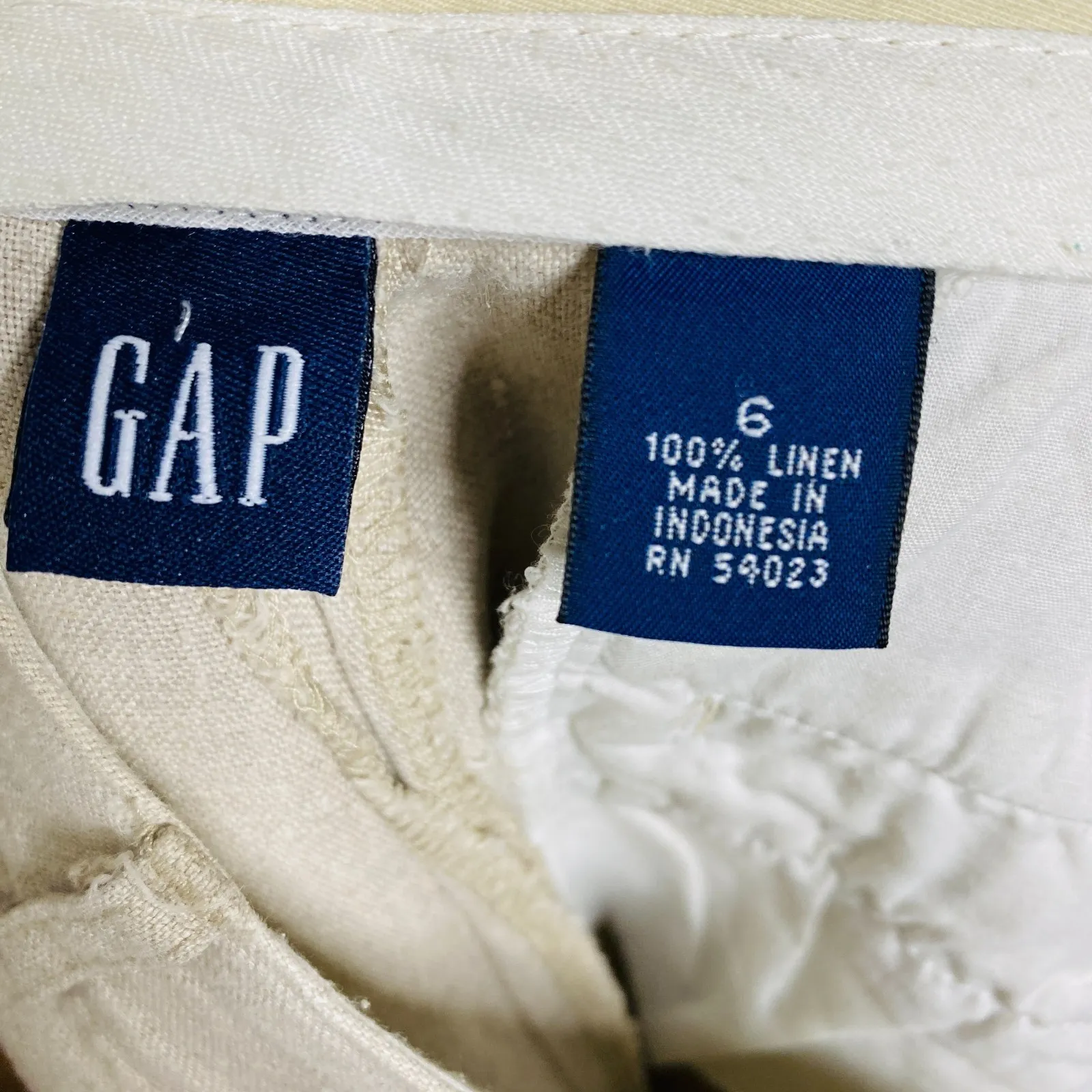 Gap Linen Khaki Wide Cropped Capri Pants Lightweight Breathable Sz 6 - Image 6