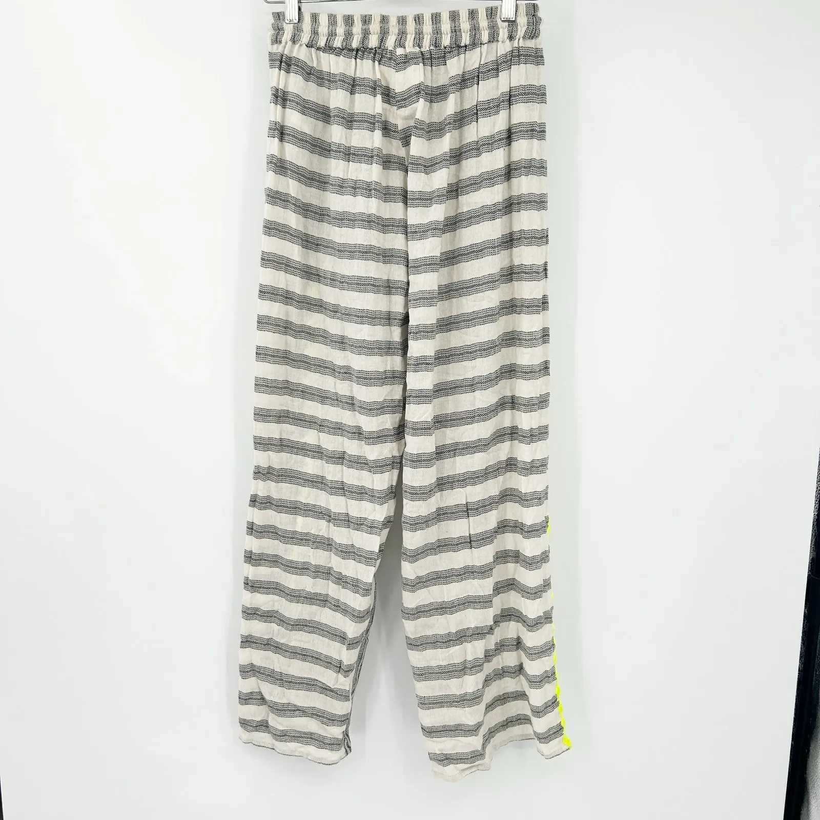 Z&L Womens Boho Beachy Tassel Drawstring Striped Pull On Wide Leg Pants Size M Gray Size M - Image 10