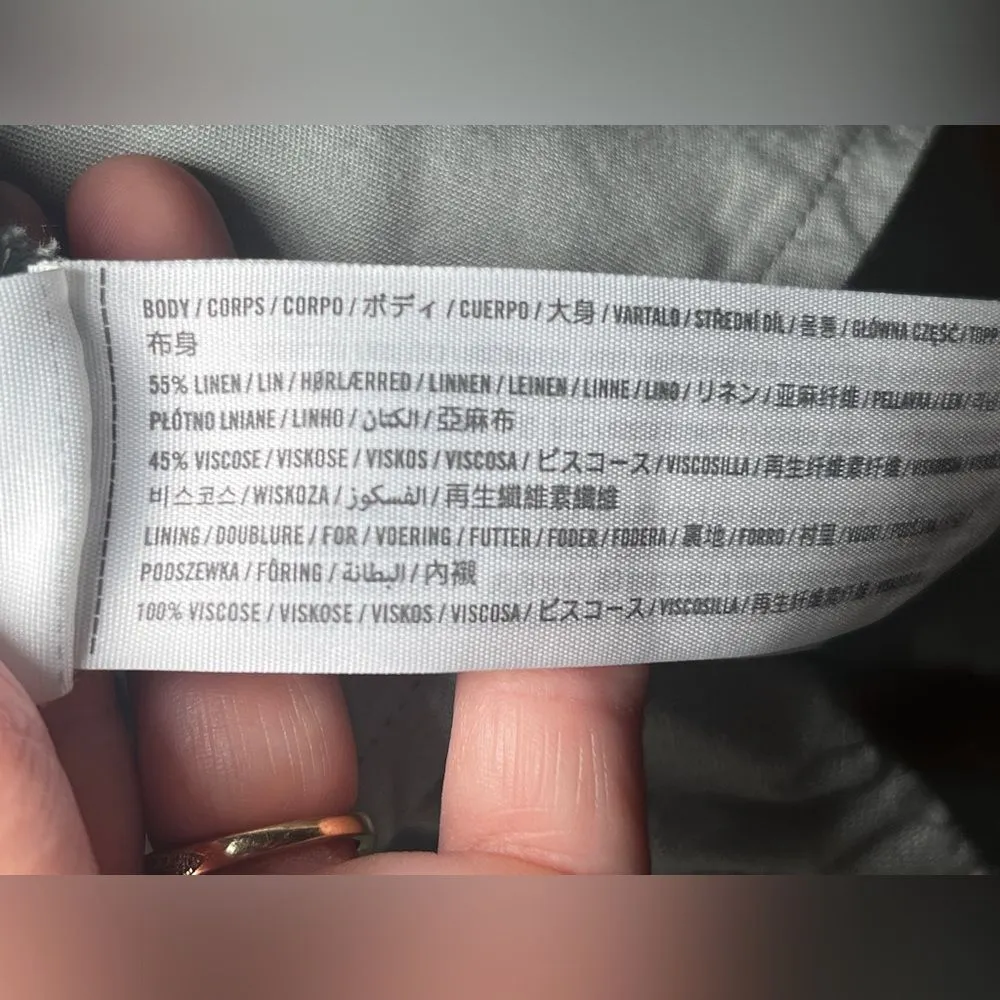 Abercrombie Tie Front Linen Blend Puff Sleeve Top Size Small Sage Green - Image 3