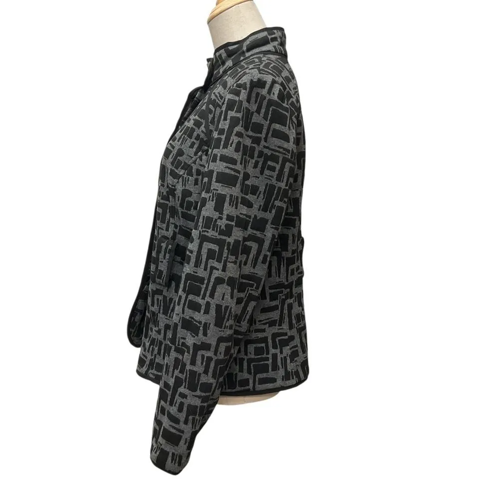 Sandro Designer Sportswear Women's Blazer Jacket Textured Knit Gray Black Size L - Image 5