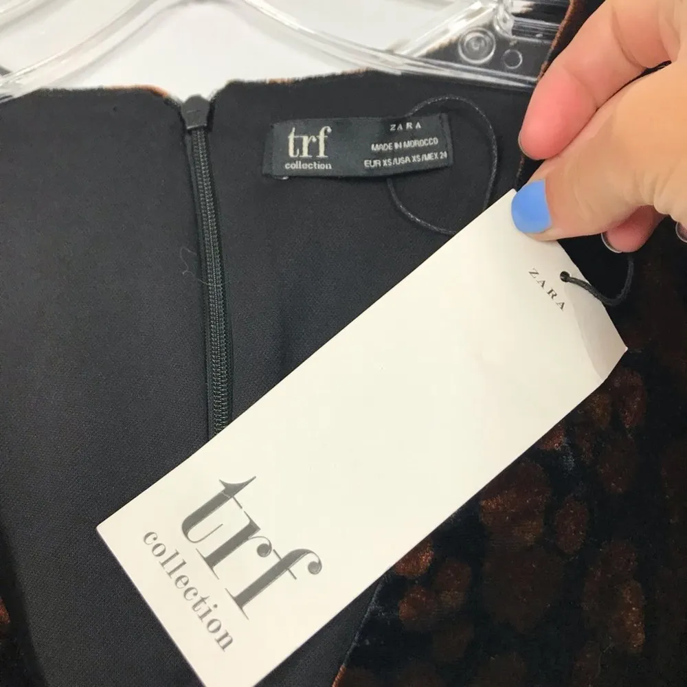 Zara TRF Leopard Print Velour Ruched Long Sleeve Dress Sz XS - Image 4