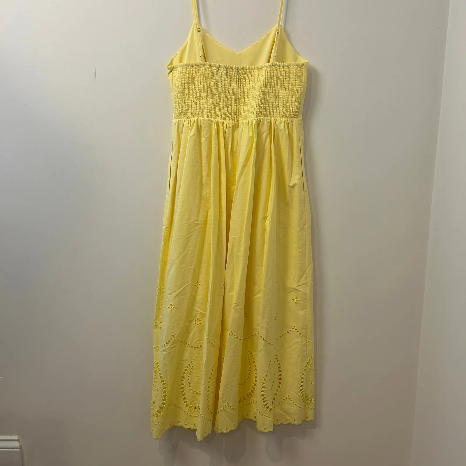 Calypso St Barth Butter Yellow Cotton Midi Dress Eyelet Boho Resort Feminine - Image 7