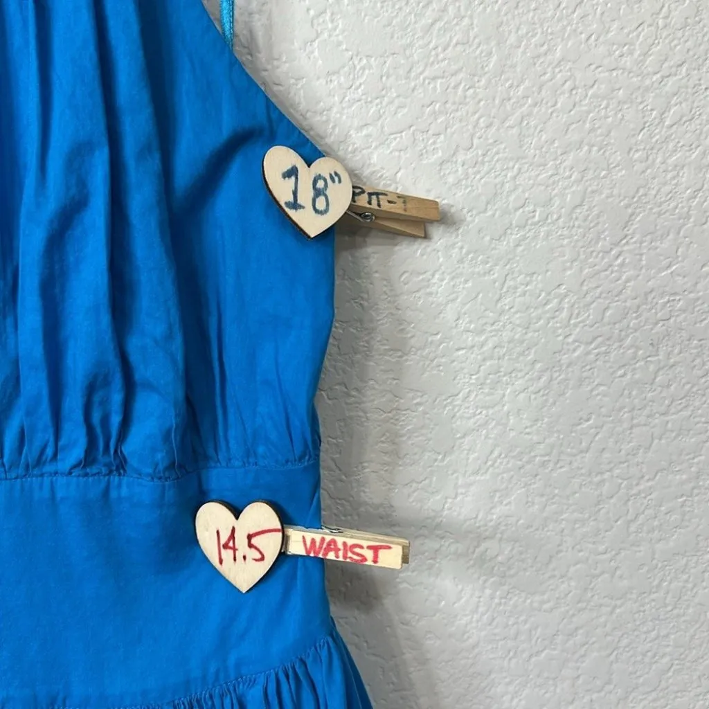 Moda International Turquoise Cotton Halter Mini Skater Dress Open Back Size 10 Blue - Image 8