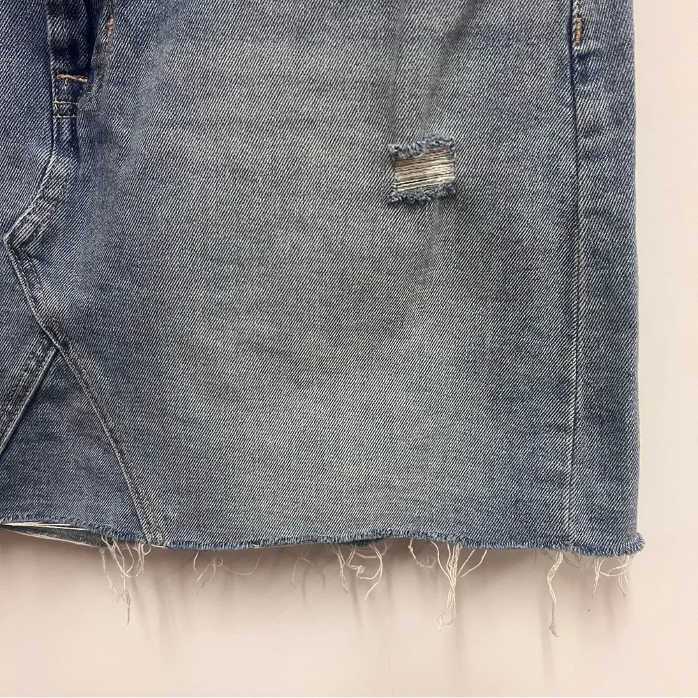 Denim Light Wash Distressed Mini Skirt size 6 - Image 3