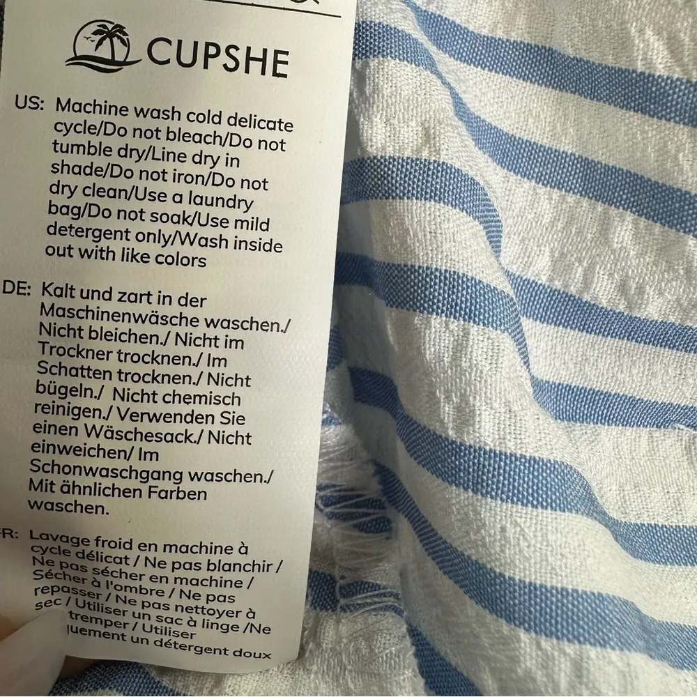 NWT Cupshe Marigold Blosson Blue and White Striped Romper - Image 15