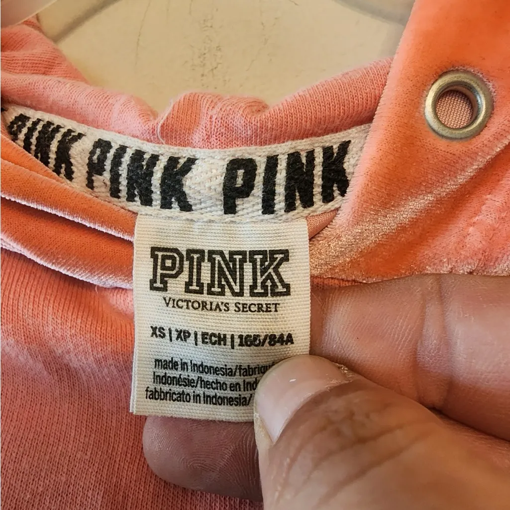 Victoria secret pink peach hooded cropped sweater size xs oversized - Image 3