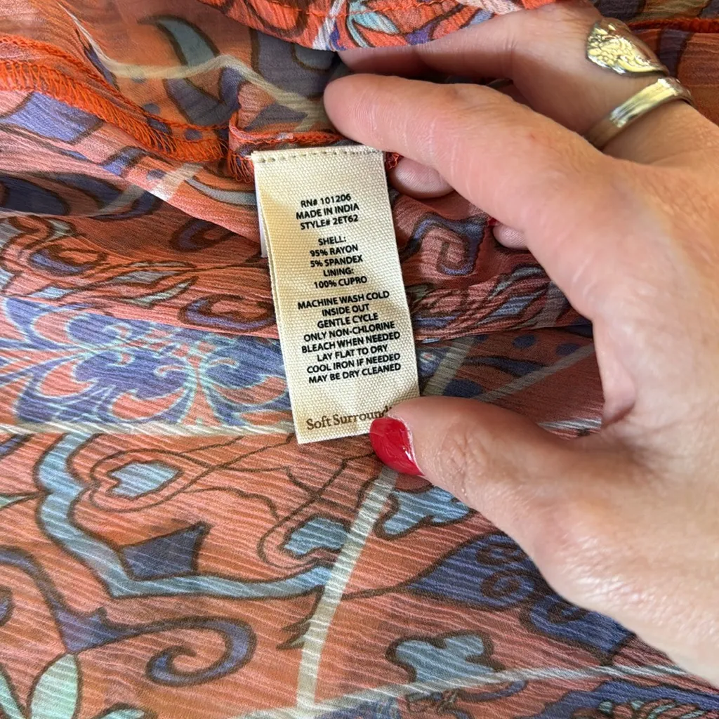 Soft‎ Surroundings Draped Oversized Kimono Jacket Cardigan Floral  Bohemian SZ M - Image 9