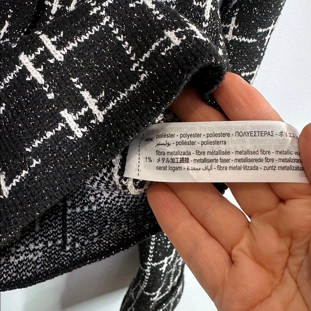 ZARA  jewel button double breasted metallic thread knit blazer jacket medium - Image 6