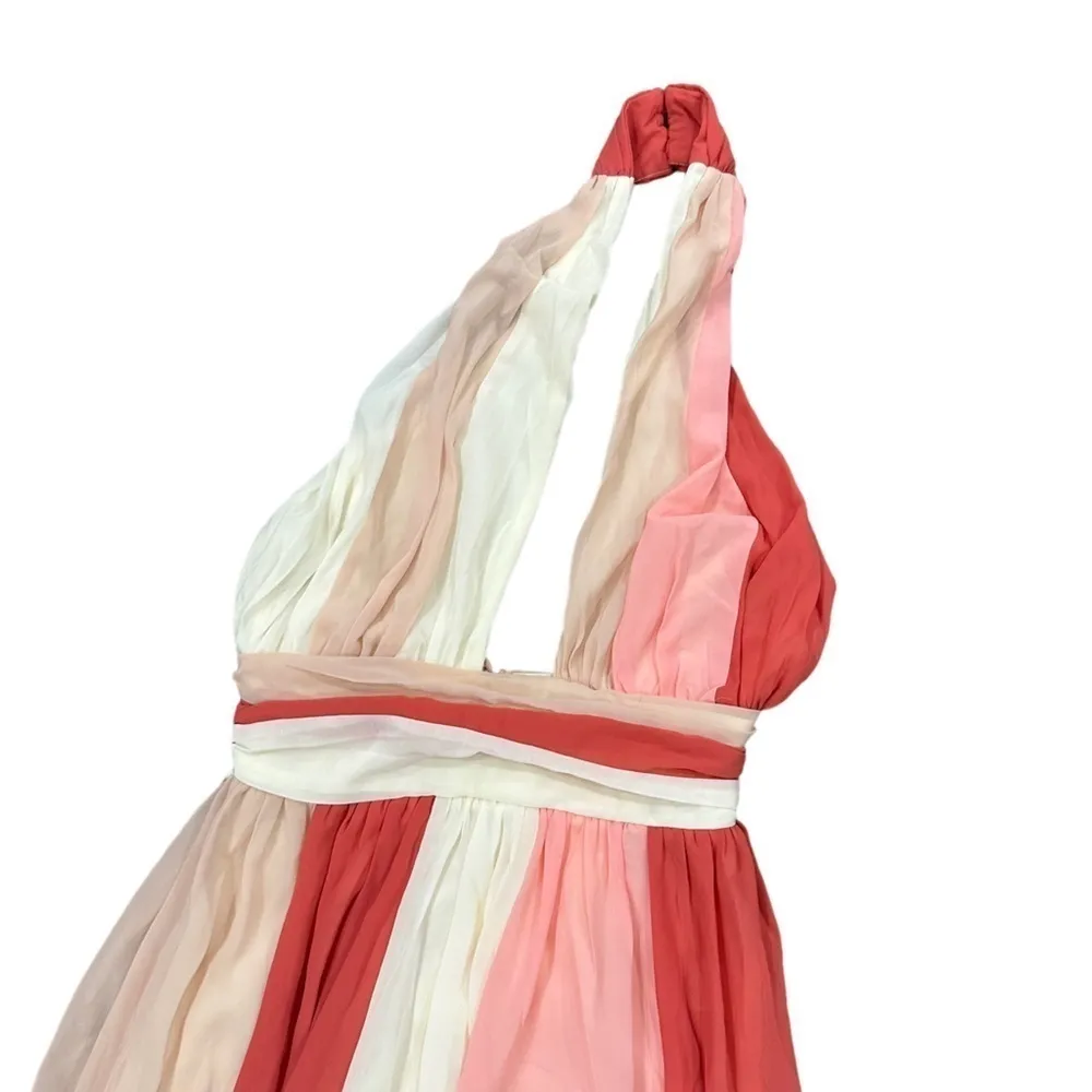 Coral color block halter maxi dress L’atiste by Amy - Image 8