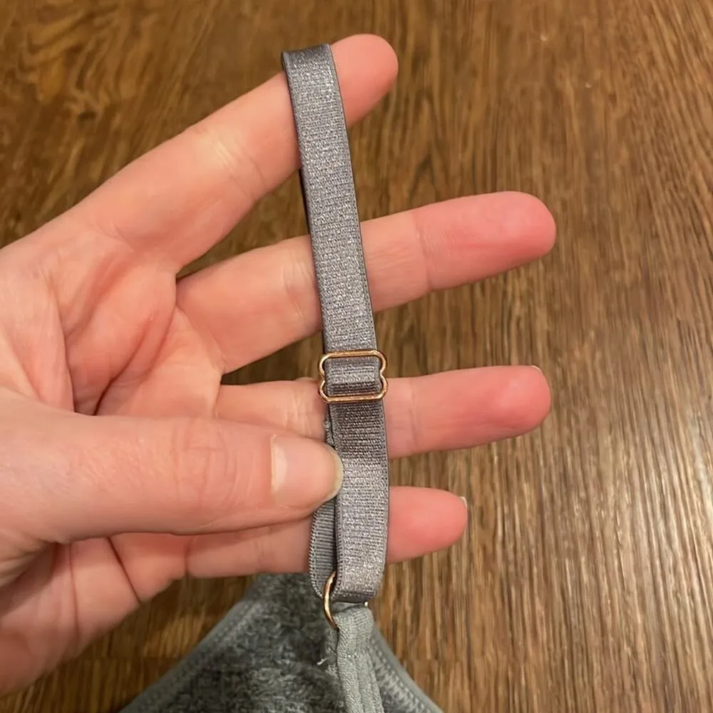 DANSKIN Heather Gray Ribbed Knit Bralette with Low Back Size L - Image 5