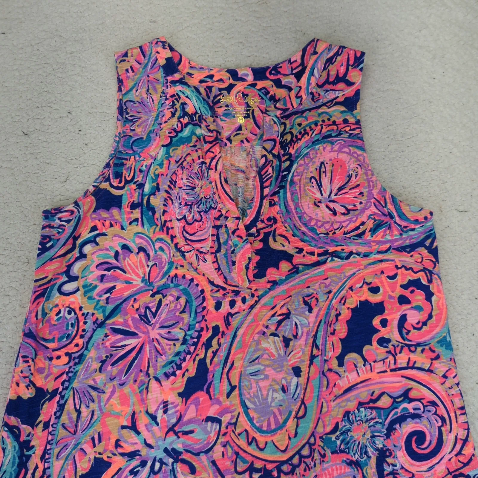 Lilly Pulitzer‎ Dev Dress Shift Drop Me A Lime Womens Medium Sleeveless Paisley - Image 3